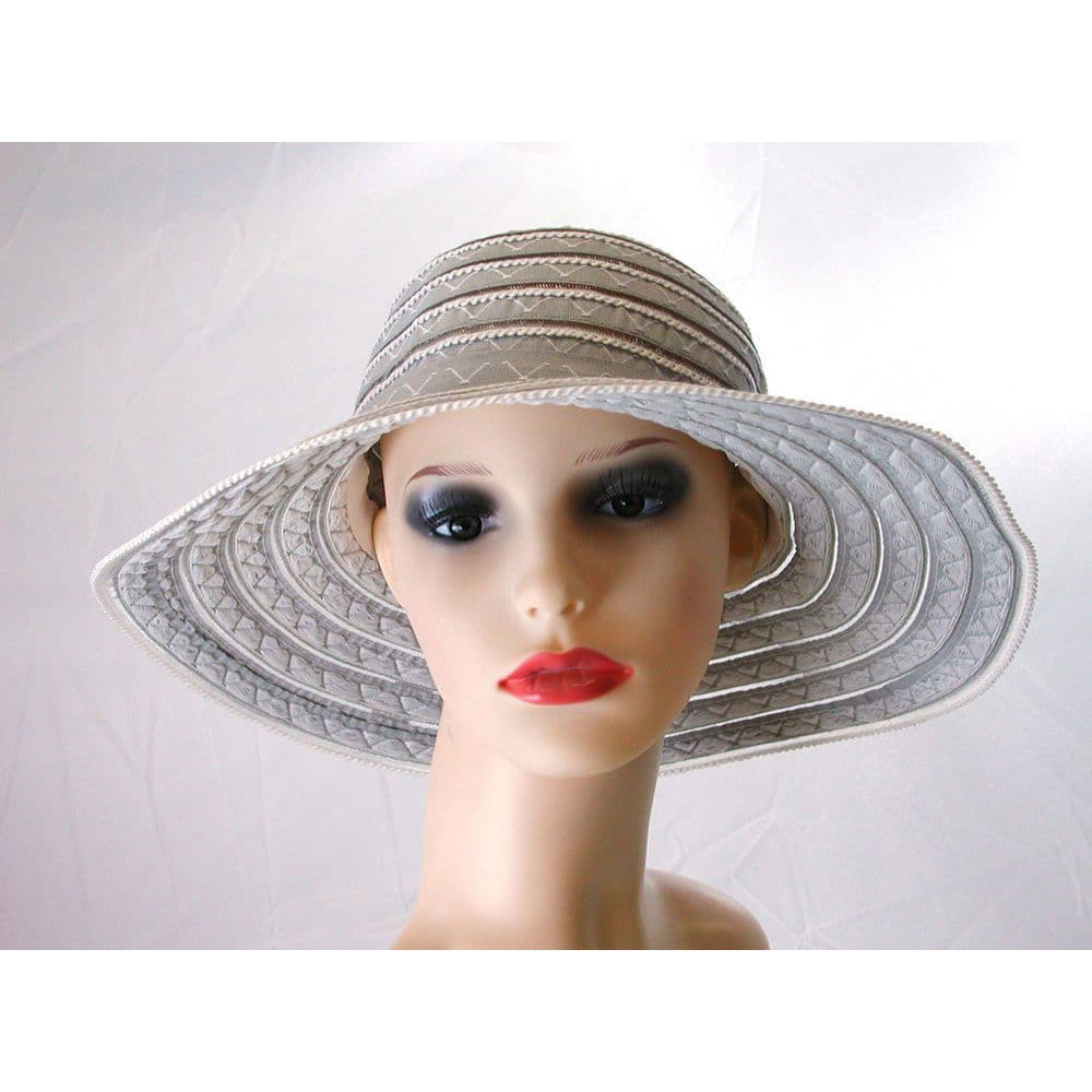Pia Rossini Desoto Cotton Sun Hat Ladies Classic Summer Grey/White New