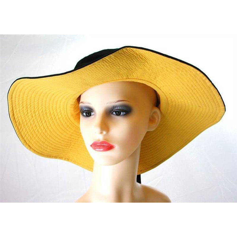 Pia Rossini Lamanga Reversible Cotton Sun Hat Ladies Summer Classic Black/Yellow