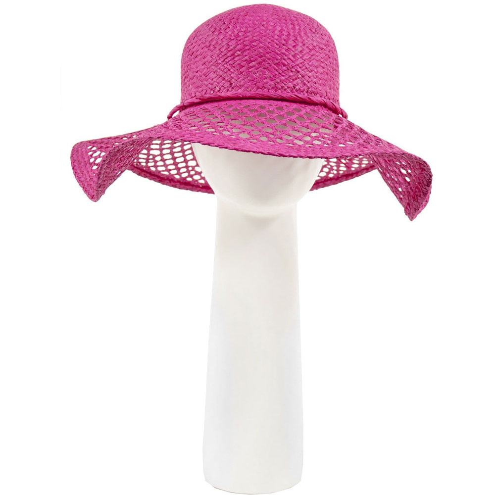 Pia Rossini Sarasota Hot Pink Wide Perorated Brim Sun Hat Summer Wedding