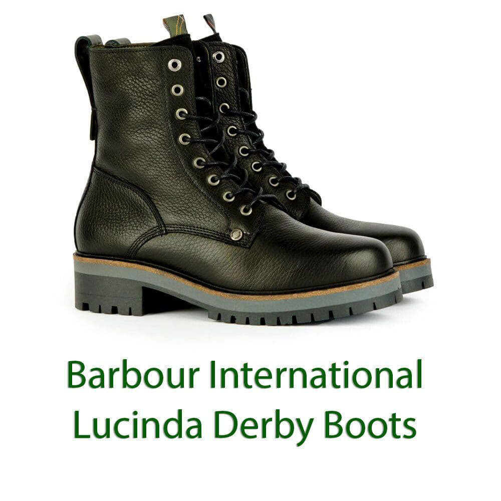 Barbour International Lucinda Derby Boots Leather Black Womens