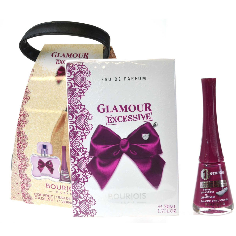 Bourjois Glamour Excessive EDP 50ml  Nail Enamel 9ml Glitter Pouch Gift Set