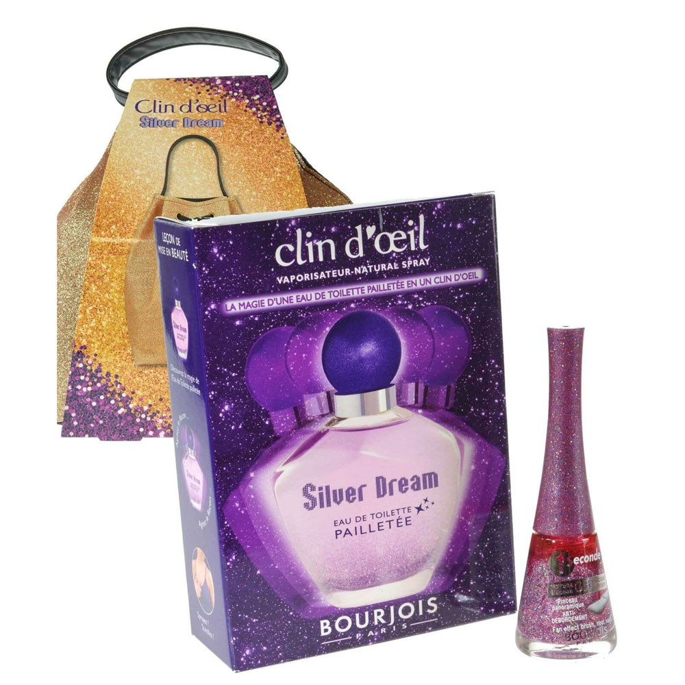 Bourjois Silver Dream EDP 50ml  Nail Enamel 9ml in a Glitter Pouch Gift Set