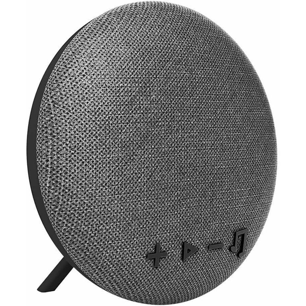 Tzumi Mini Deco Bluetooth Wireless Speaker Circular Pebble Stylish GreyFabric